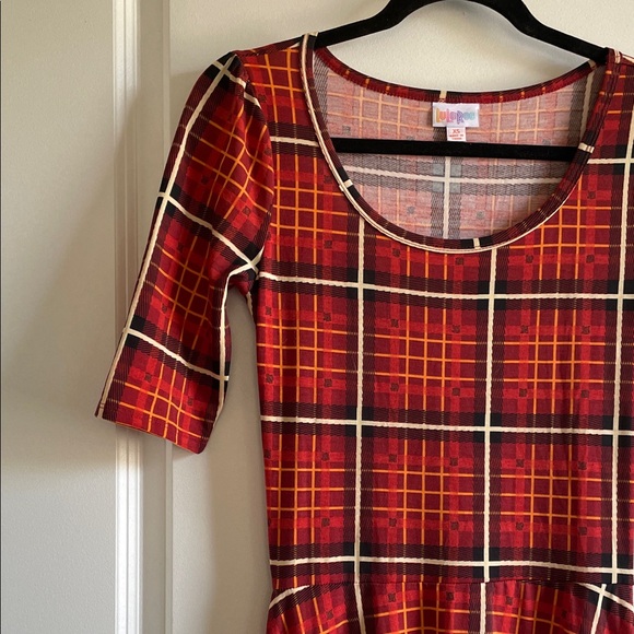2 for $20 LuLaRoe Ana maxi dress Red and Black Plaid XS NWT - Picture 6 of 11